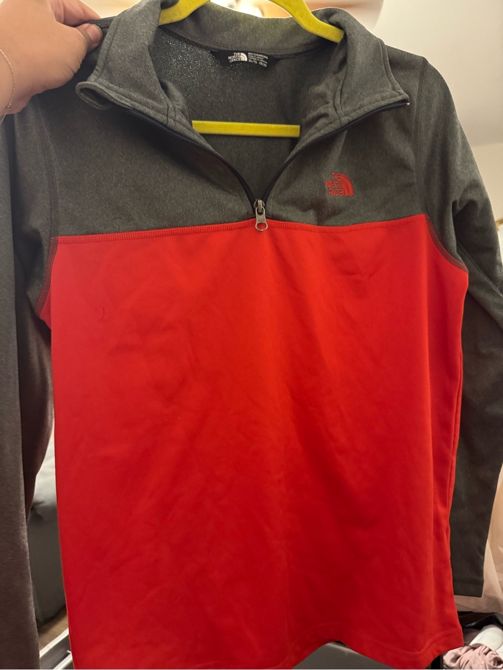 The North Face Boys Sz XL (18/20) Half-Zip Pullover Sweater - Red & Gray